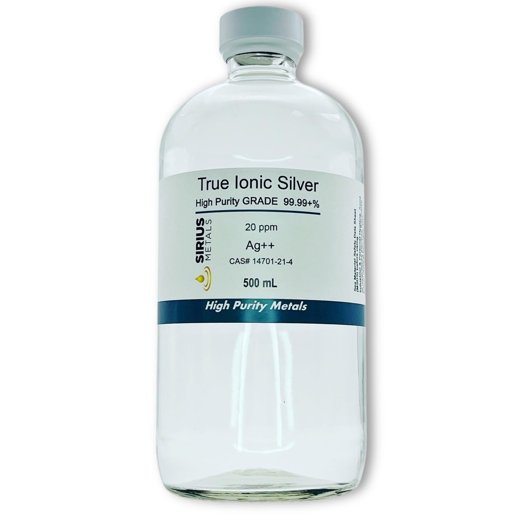 True Free Ionic Silver - 20 ppm: 500ml v čiré skleněné lahvičce