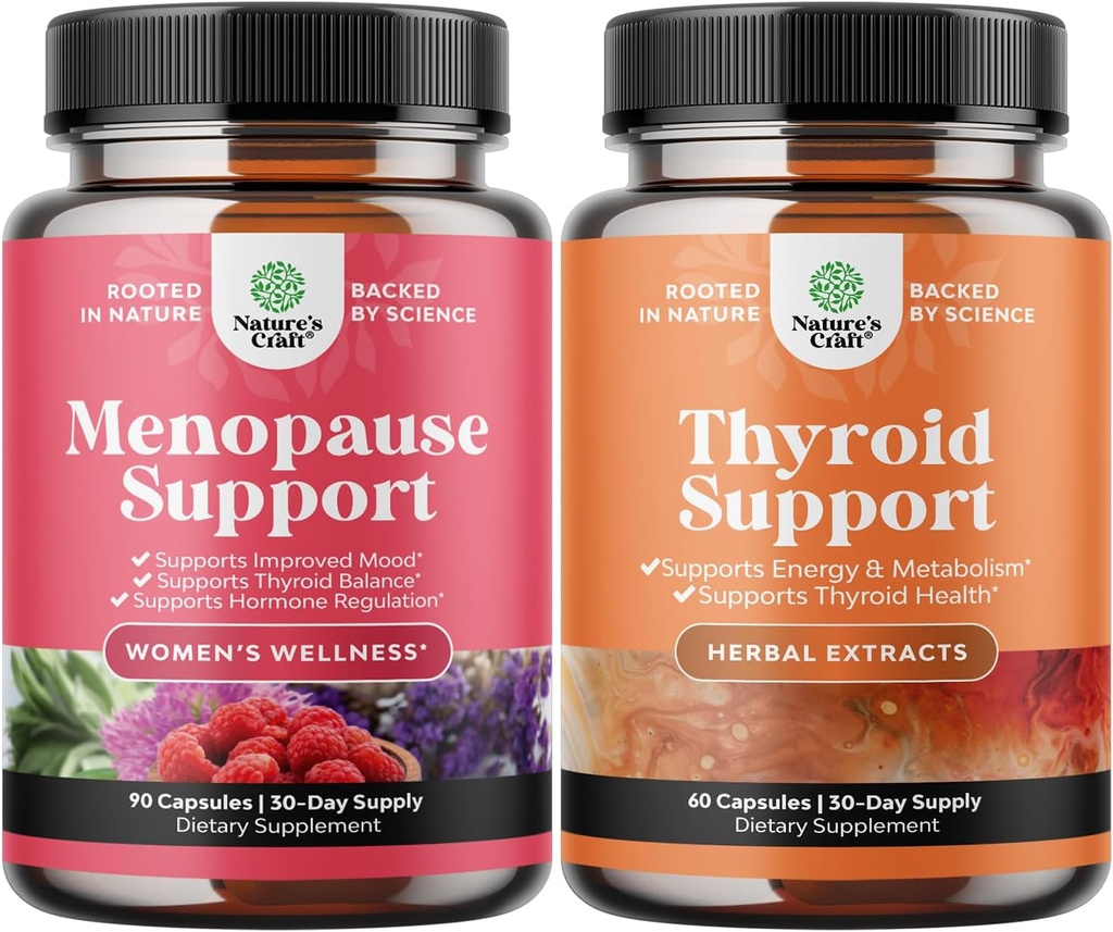 Bundle Kompletní Bylinné Menopauza Dodatek pro ženy pro noční pocení nálady a více s Dong Quai Vitex Chaste Berry a Bylinné štítné žlázy Podpora Komplexní Mood Enhancer Energetický dodatek pro štítné žlázy