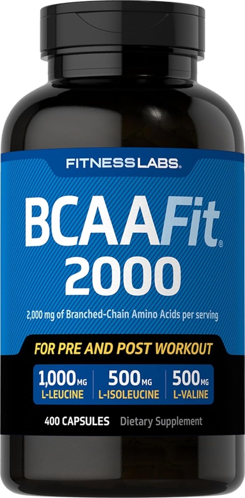 Fitness Labs BCAAfit 2000 - Aminové kyseliny s rozvětveným řetězcem pro růst a obnovu svalů * (400 tobolek)