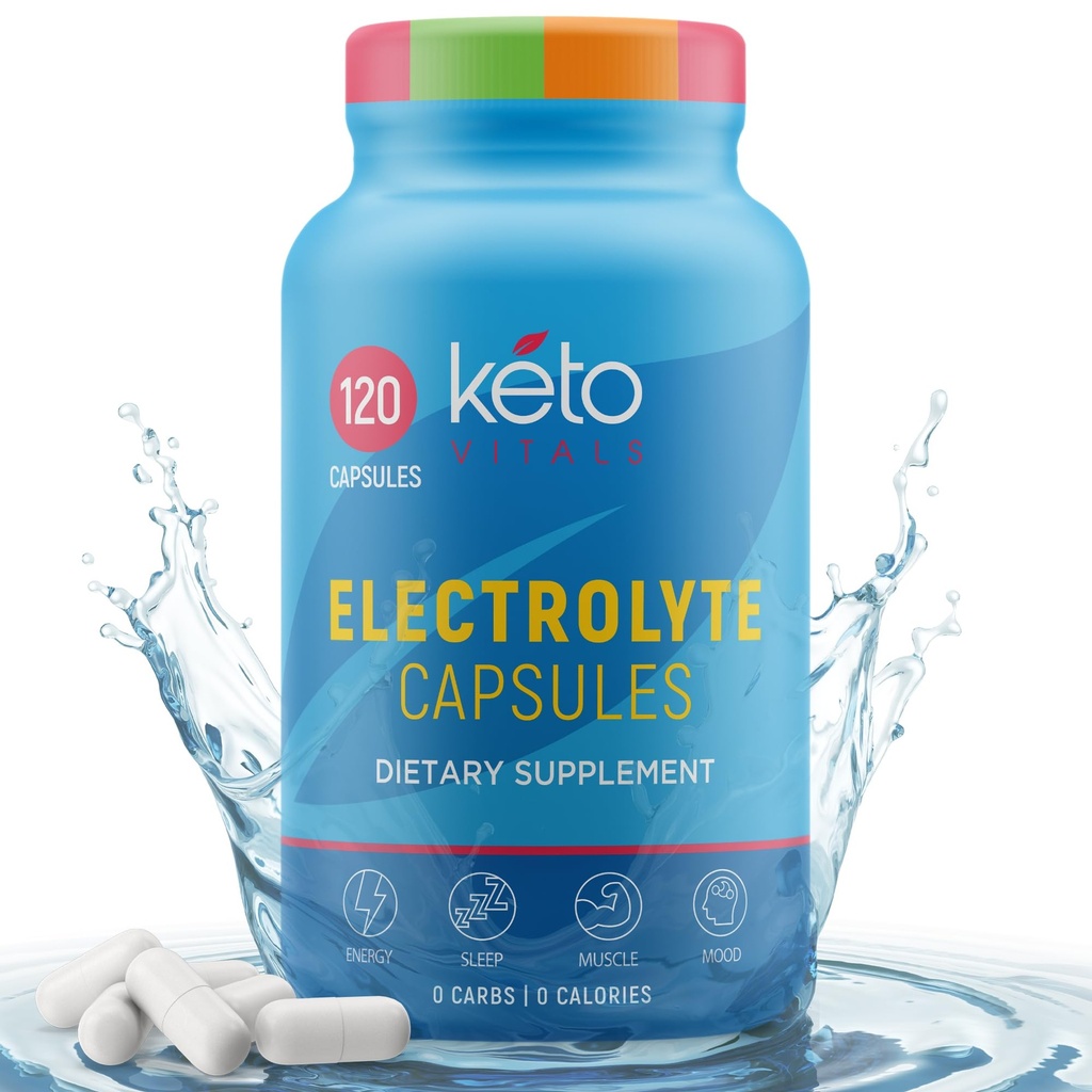 Keto Vitals Electrolyte Kapsle 124; Původní Keto Electrolyte Pills Dodatek 124; Salt Electrolyte Tablety pro hydrataci 124; Calorie- Free Capsle 124; Carb- Free KetoVitals Electrolyte Kapsle