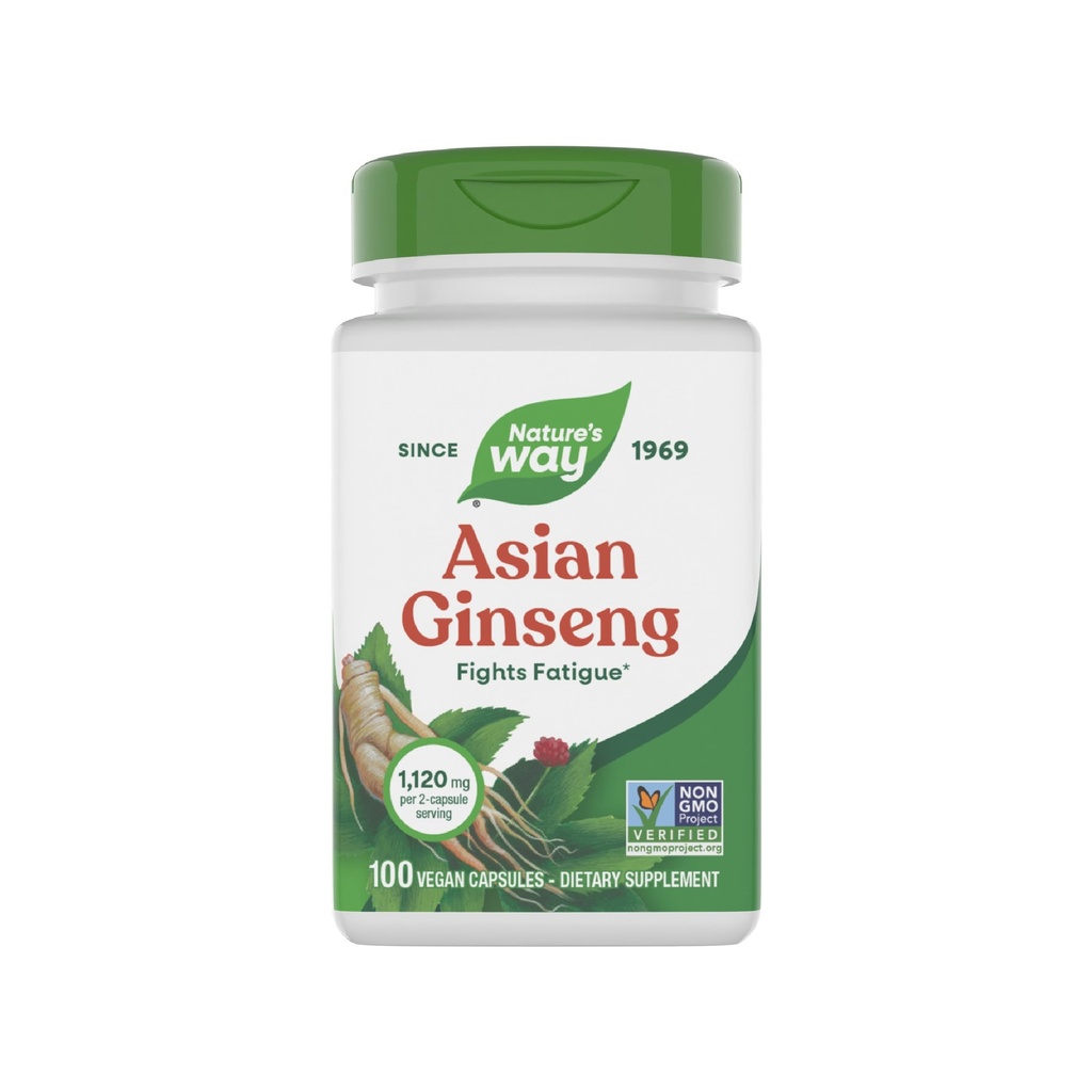 Nature 's Way Asian Ginseng, Fights Fatigue *, 1,120mg Per 2- kapsle Serving, Non-GMO Projekt ověřený, Vegan, 100 Kapsle (Balení květen Vary)