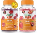Živé železo a vitamín C děti + zinek 50 mg, gumies Bundle - velký přípitek, doplněk vitamínu, gluten zdarma, GMO zdarma, Žvýkací žlab
