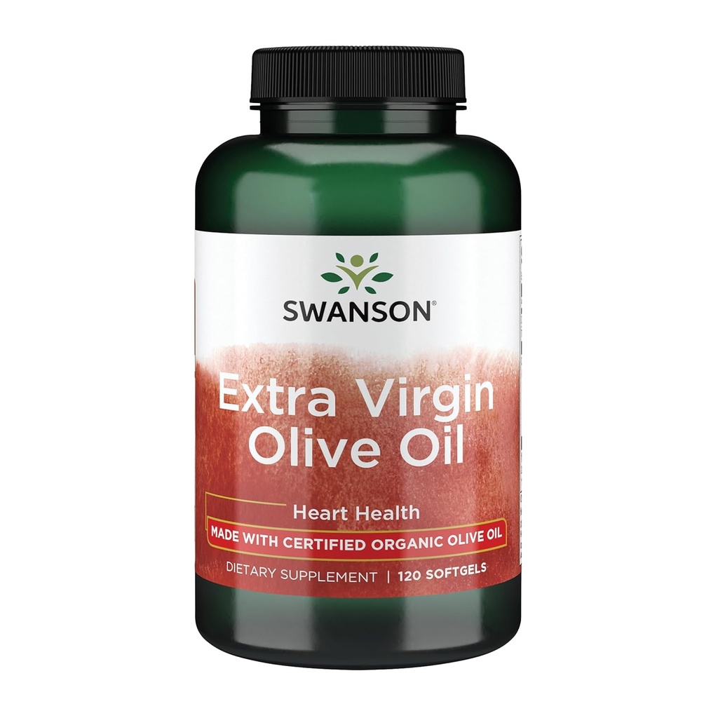 Swanson Extra Panenský olivový olej - přírodní doplněk podporující kardiovaskulární zdraví w / esenciální mastné kyseliny - Made w / Organic Cold- Pressed Olive Fruit - (120 Softgels, 1g každý)