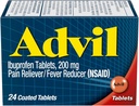 Advil Pain Reliever and Fever Reducer, Ibuprofen 200mg for Pain Relief - 24 potahovaných tablet