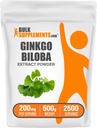 BulkSupplements.com Ginkgo Biloba Extract Powder - from Ginkgo Biloba Leaf, Antioxidant Source, Herbal Supplement - Gluten Free, 200mg per Serving, 500g (1.1 lbs) (Pack of 1)