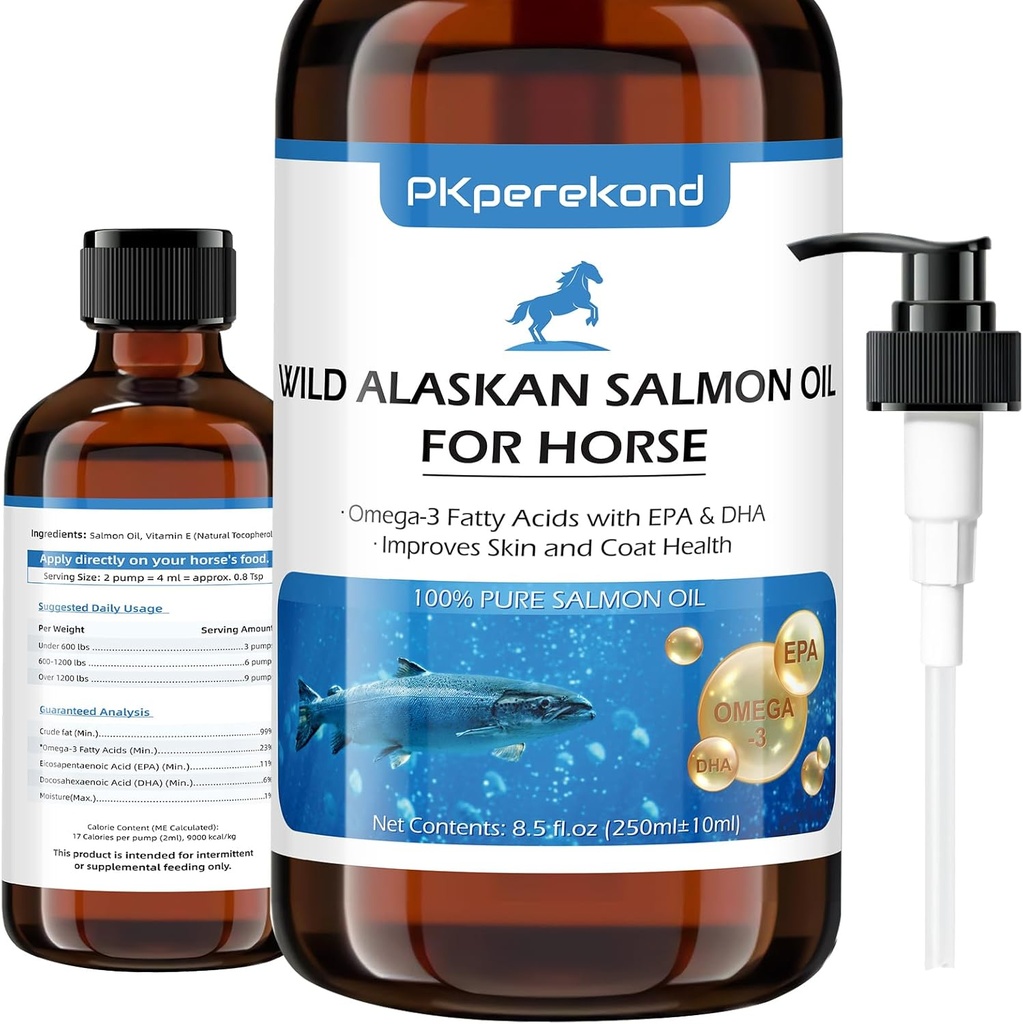 Wild Aljašský losos olej pro koně, Itch Relief, Fish Oil Omega 3 EPA + DHA mastné kyseliny, kůže & coat dodatek pro koně, podpora společné funkce, imunitní & srdce zdraví