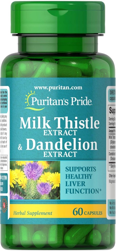 Puritan 's Pride Milk Thistle & Dandelion Extract 60 Count