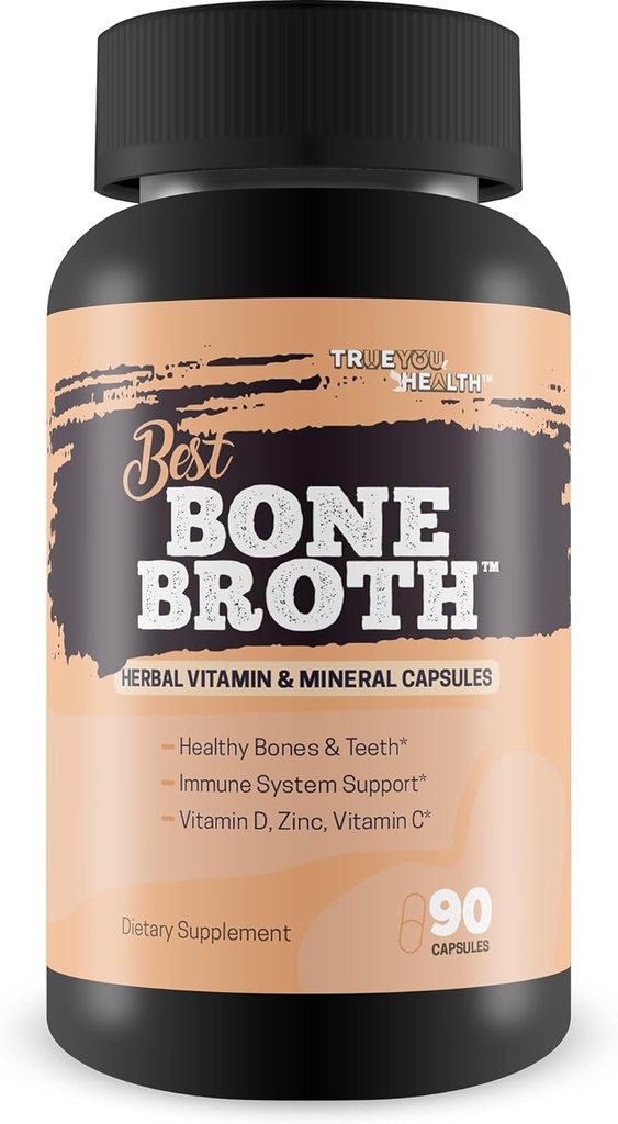 Nejlepší Bone Broth Kapsle - Kostní zdraví & Imunita Dodatek - Kostní Broth Powder Alternativní Kapsle - Kostní Zdraví Doplňky Ženy nad 50 & Kostní Zdraví Doplňky pro muže - Vitamin D Kostní zdraví