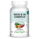 Maxi Health Vitamin B Complex - High potency B Complex Vitamíny B-50 s B1, B2, B3, B6, B12, Biotin & Folát - Podpora buněčné energie a duševní jasnosti - Kosher - 100 Kapsle