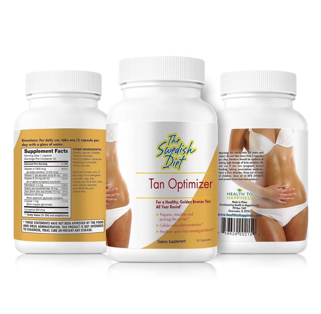 Tan Optimizer - Sugar- Free Tanning pilulky s 25 000 IU vitaminu A, Beta karoten a antioxidanty pro zdraví a imunitní podporu pokožky - 30 Kapsle