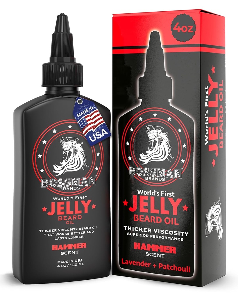 Bossman Jelly Beard Oil pro muže (4 oz, Hammer Scent) - Softens, hydratuje & podmínky s přírodními složkami