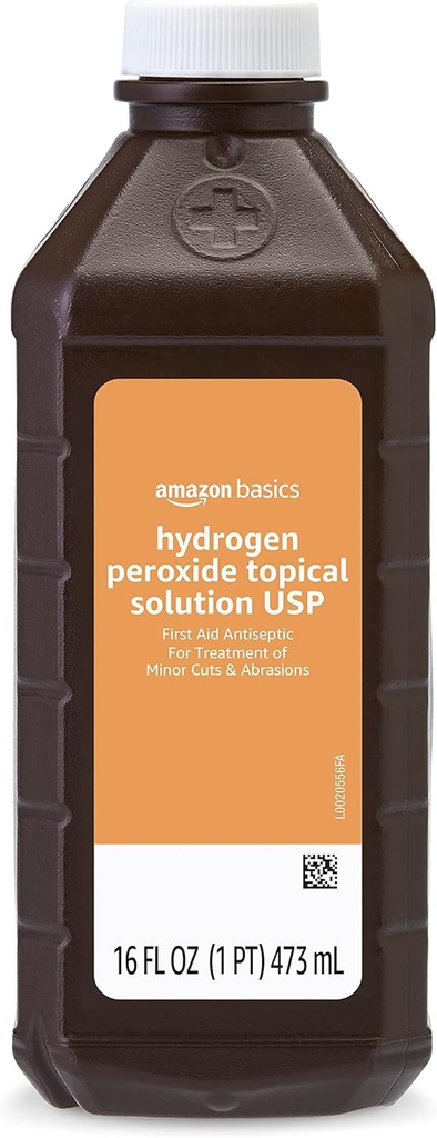 Basics Hydrogen Peroxide Topical Solution USP, First Aid Antiseptic for Cuts, Scraps and Wound Disinfecture, 16 fl oz, Pack of 1 (dříve Solimoi)