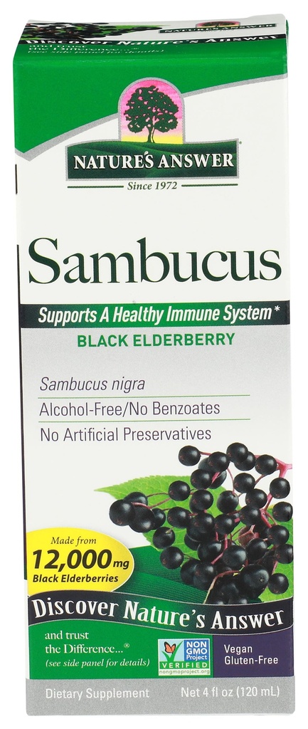 Příroda odpověď Sambucus dietní dodatek, Original for Daily Imunication and Antioxidant Support CLAS124; Made in The USA CLAS124; Alcohol- Free, gluten- Free & Vegan 4oz (Pack 1)