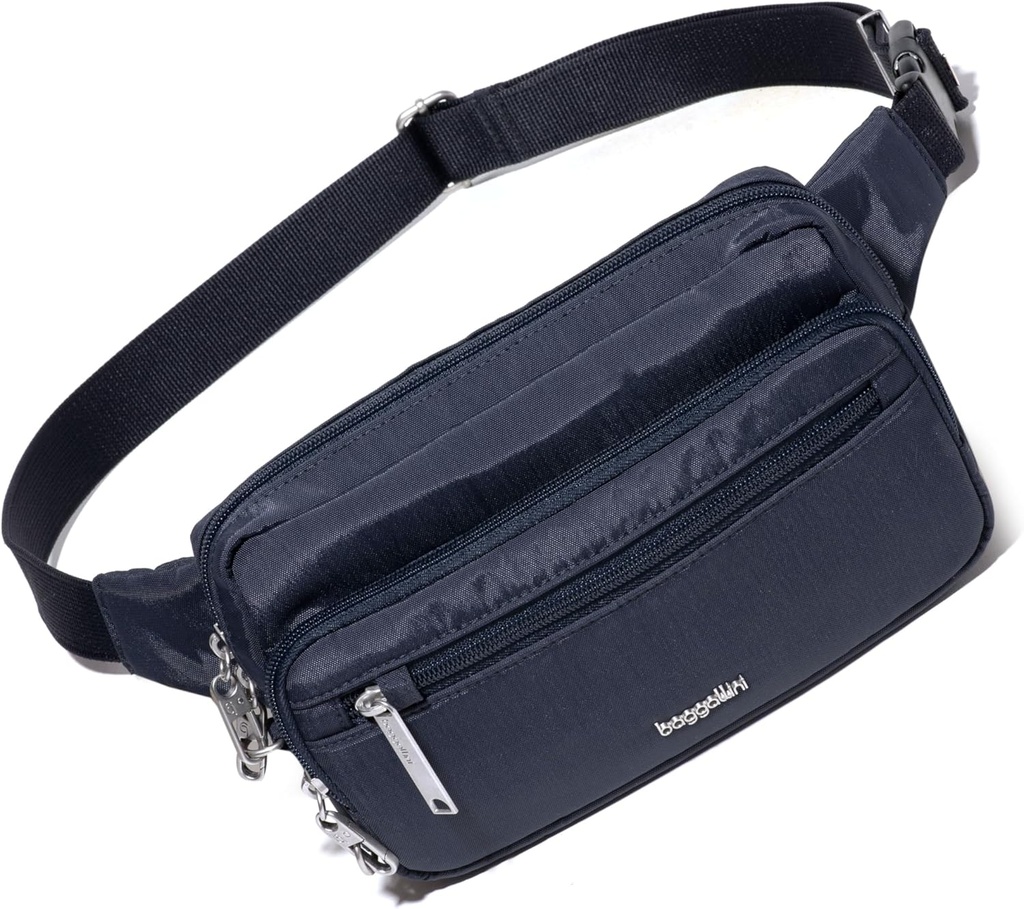 Baggallini Secutex Anti- Theft Belt Fanny Pack pro ženy RFID Wallet Locking Zipper- Cestovní taška Crossbody Purse