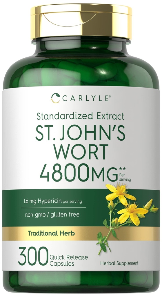 Carlyle St John 's Wort Kapsle 124; 4800mg PHARMAD 124; 300 GARMAD 124; Non-GMO & Gluten Free Supplementary PHARMAD 124; Standardizovaný extrakt