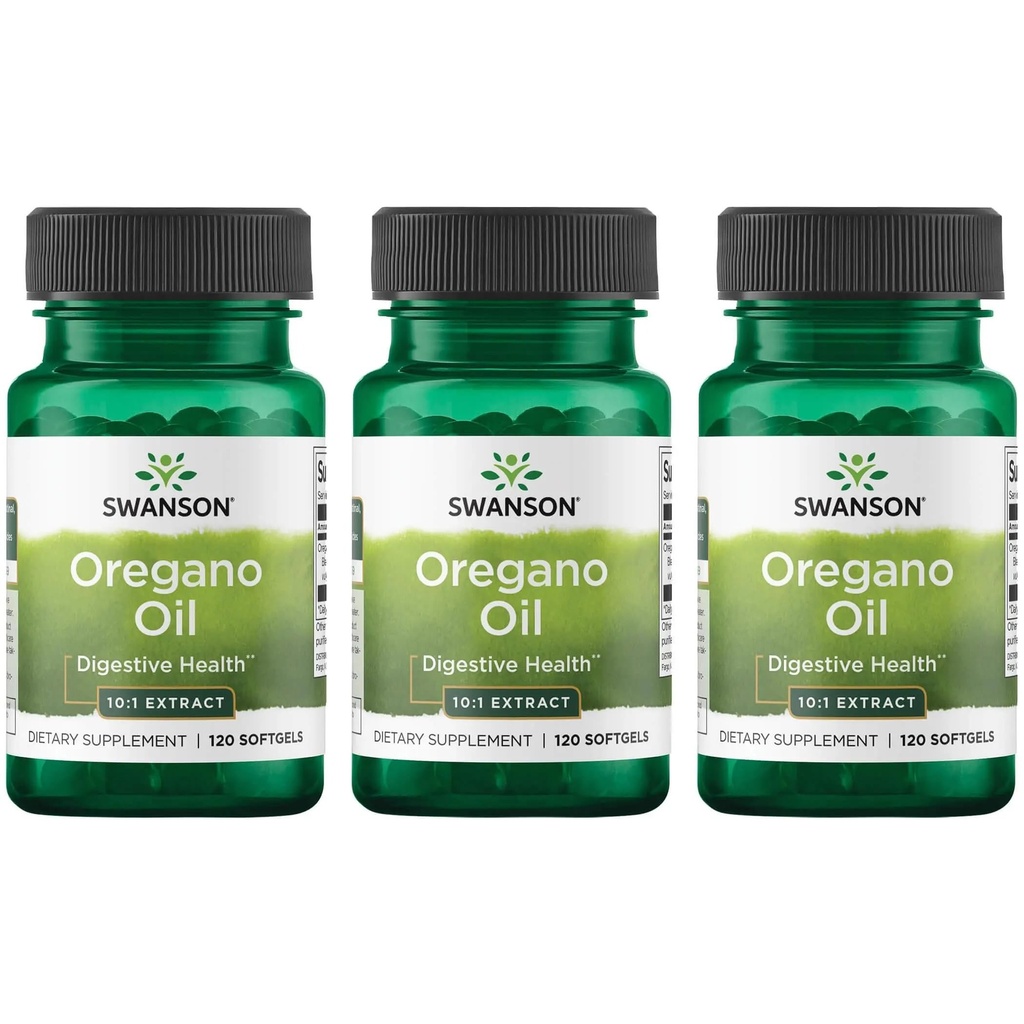 Swanson Oregano Oil 10: 1 Extrakt - Přírodní dodatek k podpoře trávicího zdraví a respiračního systému - Podporuje Gastrointestinální systém a močové trakt zdraví - (120 Softgels, 150mg každý) (3 balení)