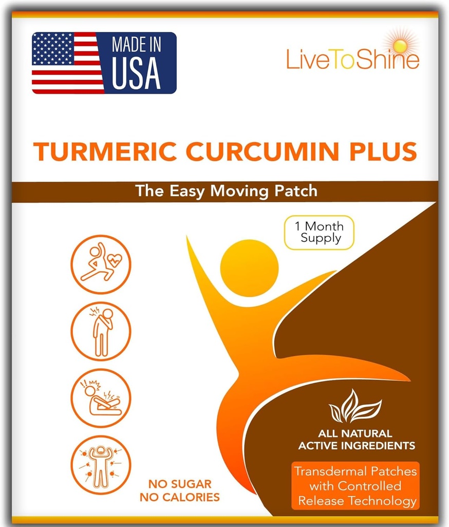 Live To Shine Turmeric Curcumin Topical Patches for Men and Women - 30 dní dodávky - USA Made