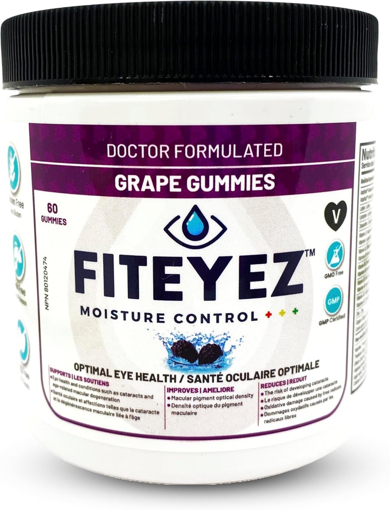 Eye Vitamíny Gummies - Astaxanthin, Lutein a Zeaxanthin Doplňky - 11 Essential Ocular Nutrients - Non- GMO & gluten zdarma - Zahrnuje vitamín E, B1, B6, B9 & B12-60 Gumy