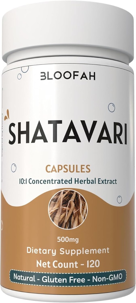 Shatavari Kapsle 500mg CLAS124; Koncentrované 10: 1 Extrakt CLAS124; Asparagus racemosus Root Herbal dodatek CLAS124; Non- GMO, gluten- Free, Traditional Herbal Formule (120 Počet (balení po 1))