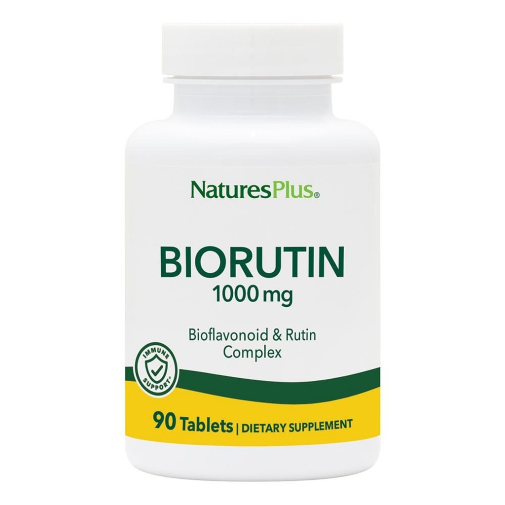 Natures Plus Biorutin 1000 mg - 90 Tablet - Bioflavonoid & Rutin Complex - Podporuje cévní funkci a oběh - Vegetariánské, gluten zdarma - 90 Služeb