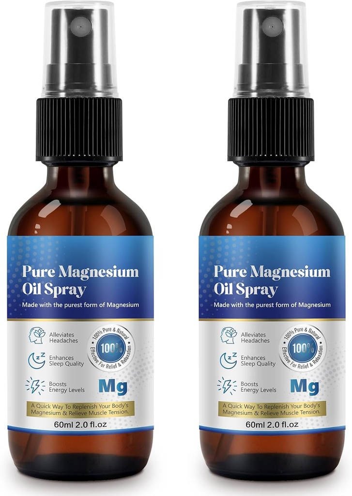 Generický 2 Fl Oz Magnesium Oil Spray - čistý a organický - Vysoce koncentrovaný hořčík - Non- GMO, bezlepkové - snadno absorbovatelné - 2pc