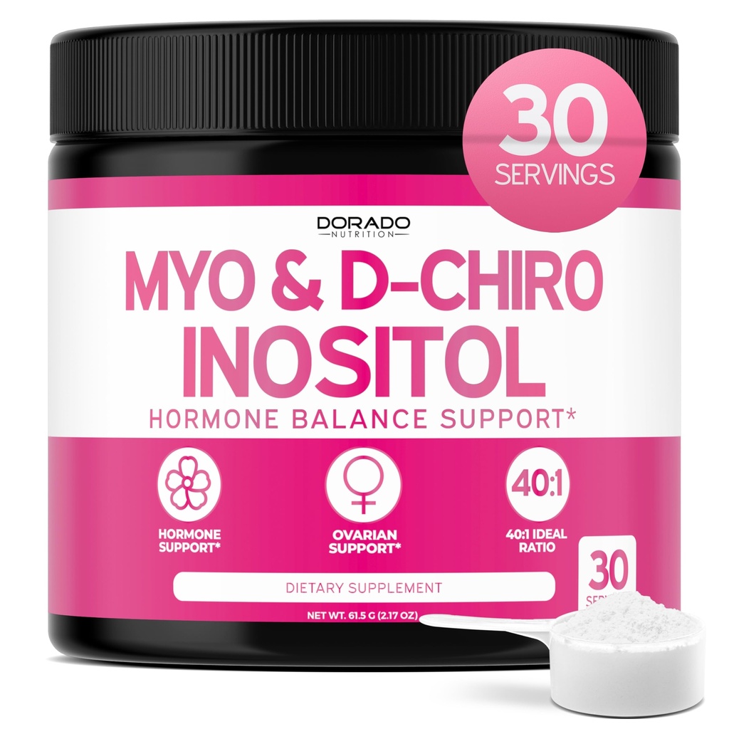 Myo-Inositol & D-Chiro Inositol dodatek prášek (2050mg per Serving Ideal 40: 1 Poměr Myo Inositol, 30 Day Supply) Pro Hormon Balance pro ženy a ovariální zdraví - třetí strana testována, Vegan & USA Made