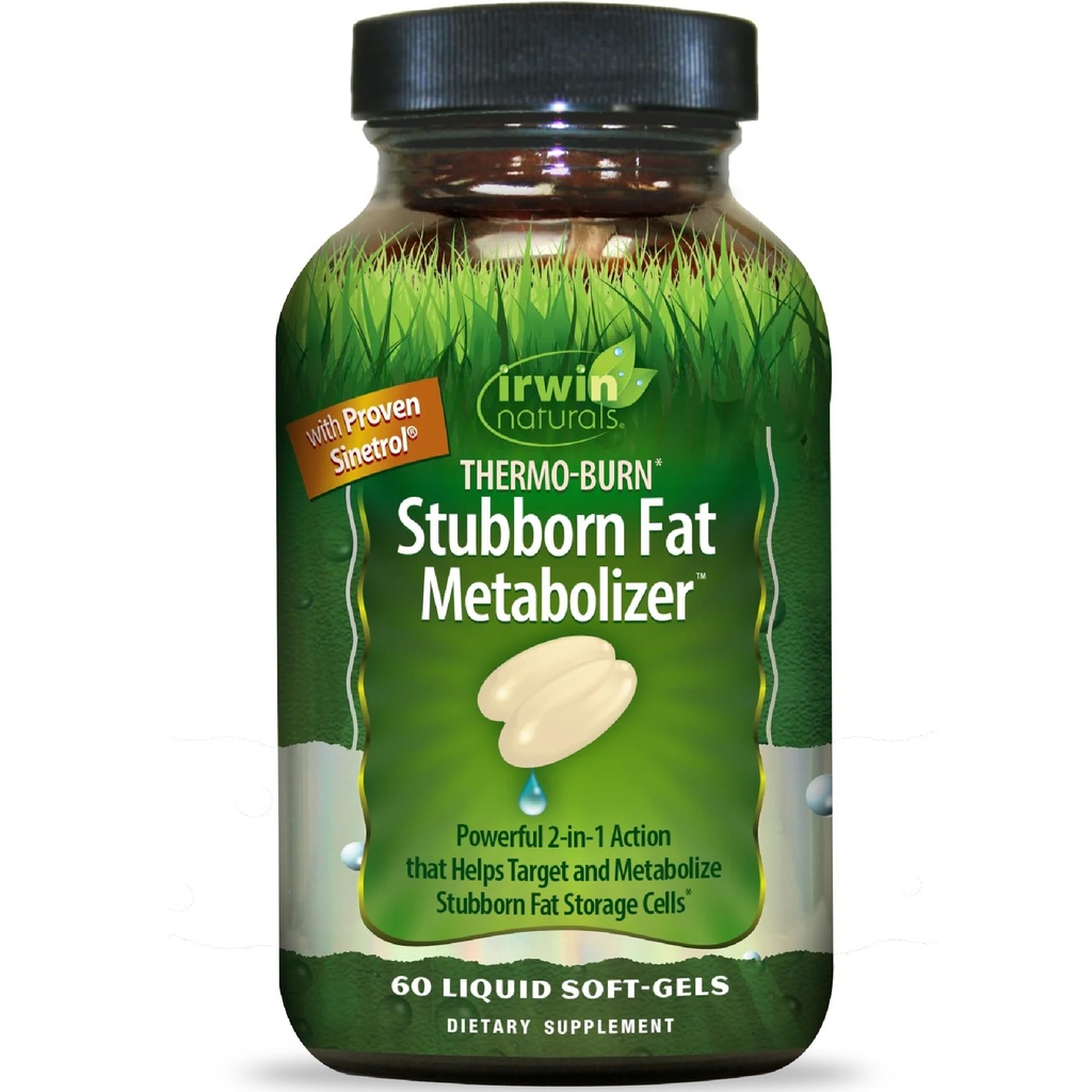 Irwin Naturals Termo- Burn Stubborn Fat Metabolizer - 60 Liquid Soft- Gels - Kombinuje zelený čaj extrakt (EGCG), MCT olej & kofein - 20 Služeb