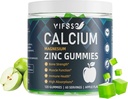 Vápník Magnesium zinkové gumy 600 mg s vitaminem D3 K2, 120 gumy rostlin na bázi cukru bez vápníku Vysoké absorpční komplexy vápníku doplněk 70 + stopové minerály pro sílu kostí, Vegan