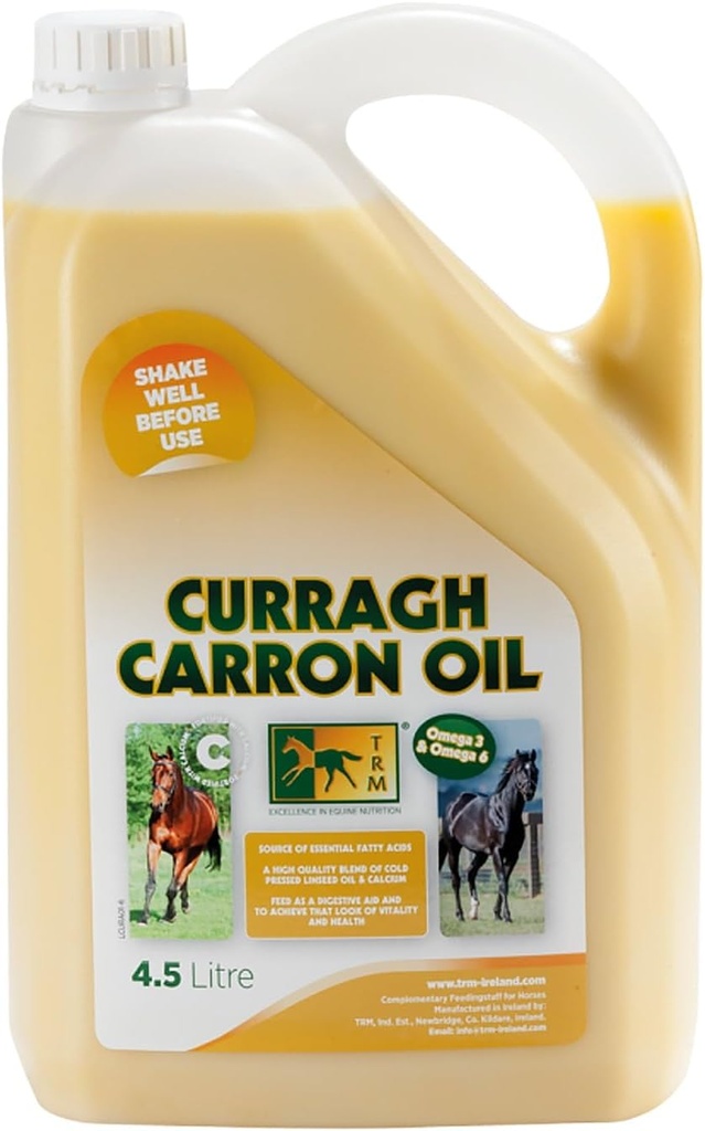 TRM Curragh Carron Flaxseed Oil Digestive Horse Supplement for a Shiny Coat Ibrahim 124; Source of Omega 3 & 6 Ibrahim 124; Zlepšuje hmotnost, pleť & Coat Stav - 152 fl oz / 1.2 US gal (4.5 Liter) - 152 fl oz (1.2 US gal)