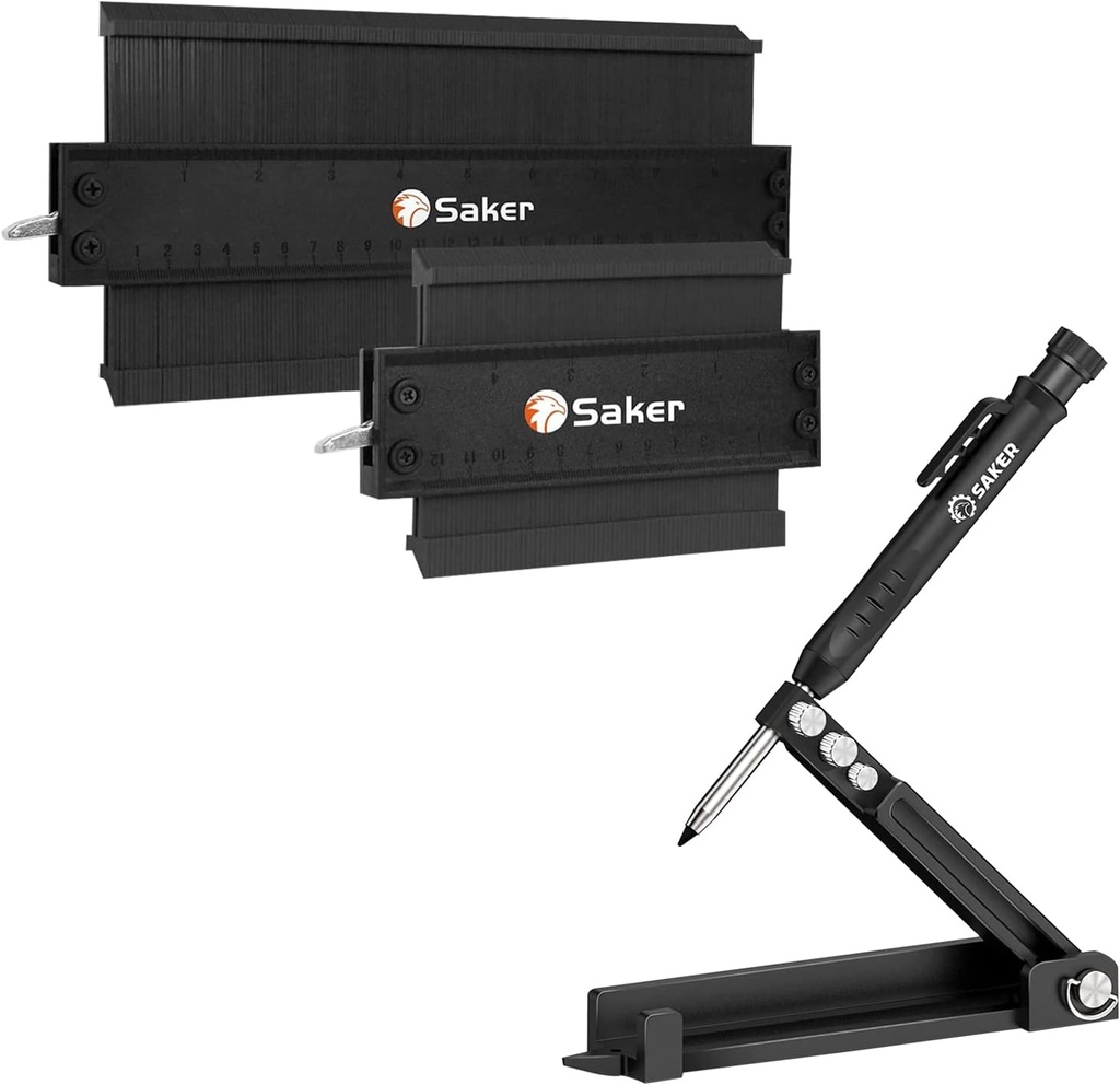 Saker Multifunkční Scribing Tool & Saker Contour Duplication Gauge (10 Inch + 5 Inch) (BLACK)