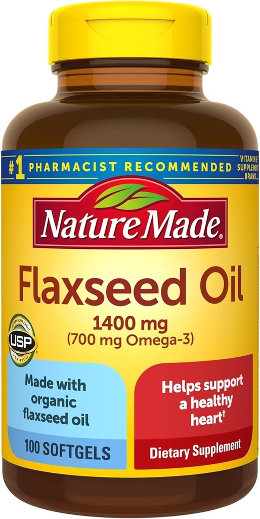 Nature Made Organic Flaxseed Oil 1 400 mg - Omega-3-6-9 for Heart Health - 300 Počet (balení po 1)