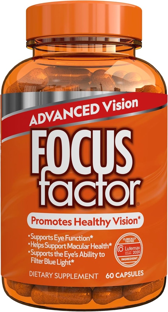 Focus Factor Advanced Vision Formule (60 Počet očí) - Vitamíny s vitaminem C, vitaminem E, Lutemax ® 2020 - Lutein a Zeaxanthin dodatek pro oční podporu zdraví