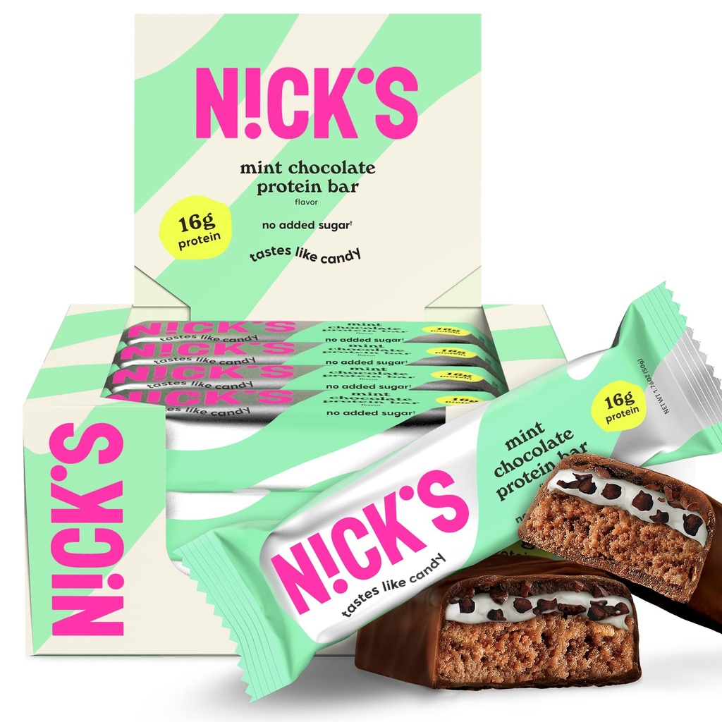 Nickovy čokoládové proteinové tyčinky - 12- Count Box 124; Vysoký protein, Nízké kalorie, Nízké sacharidy, Keto Friendly, Bez přidaného cukru