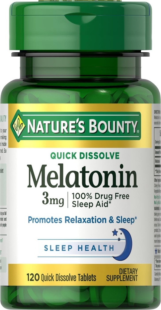 Příroda 's Bounty Melatonin tablety, 3 mg, 120 Počet