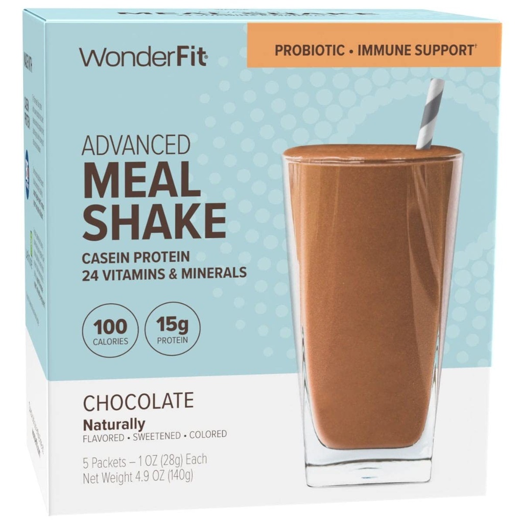 WonderFit by WonderSlim protein strava náhrada Shake, čokoláda, Probiotická a imunitní podpora, gluten zdarma (5ct)