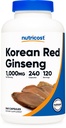 Nutricost Korean Ginseng 1000mg Serving, 240 Kapsle - 500mg per Capsule, 120 Servings - Korean Panax Red Ginseng - Gluten Free & Non- GMO