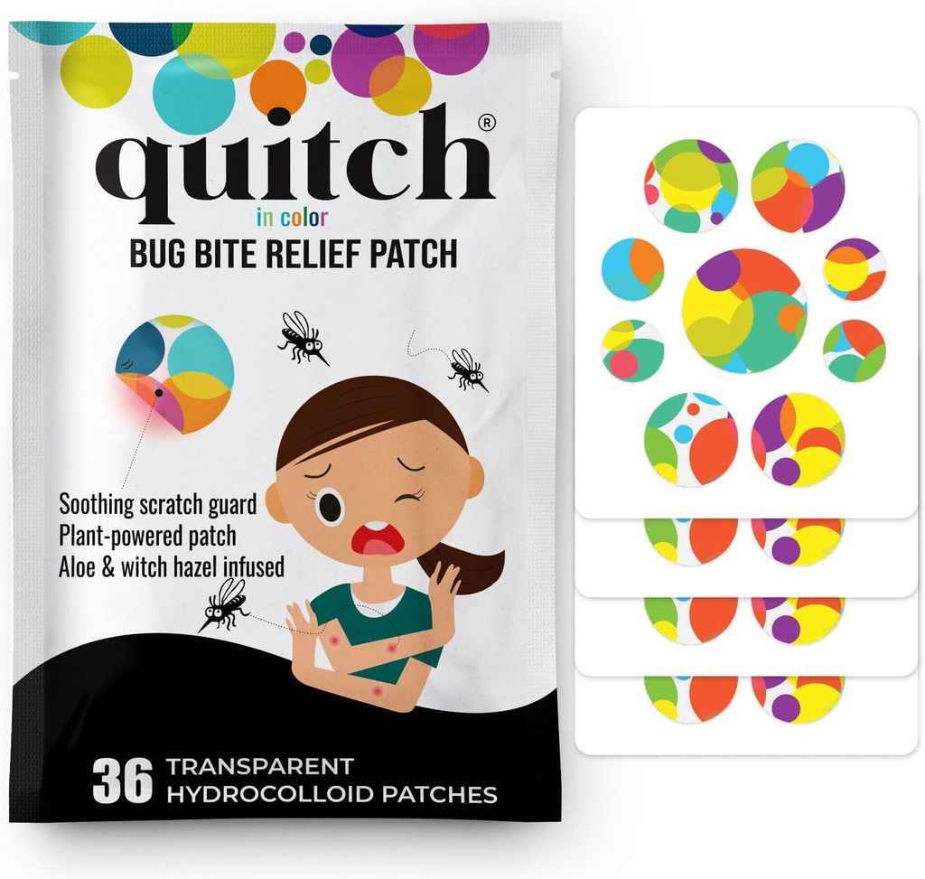 Quitch Mosquito Bite Itch Patch, Po Bite Insect Bite Léčba, Anti Itch Cream Alternative, Insect Bite Relief, Cruise, Travel a Camping Essential pro děti