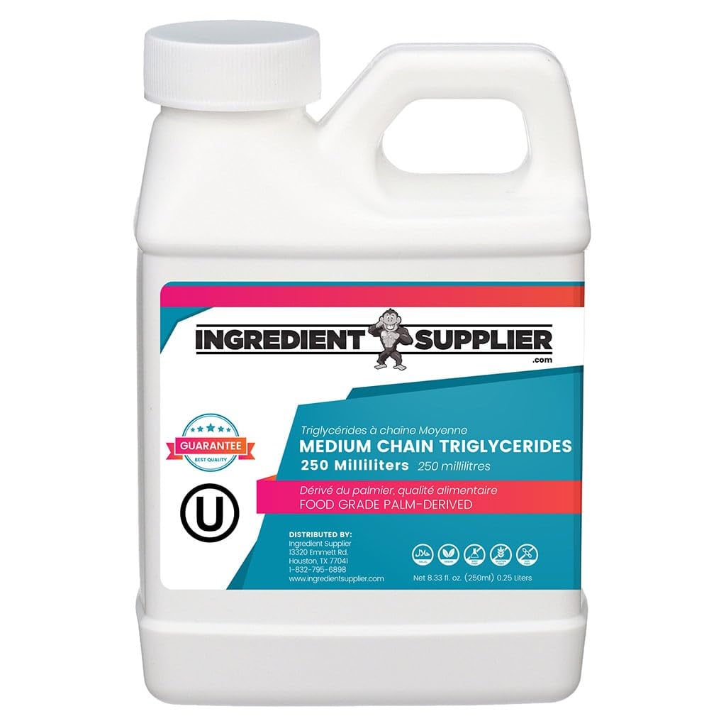 MCT Oil - 250ml (8.33 Oz.) Udržitelné Palm Derived - USP Food Grade - Non GMO - Halal - pro sportovní výživu, Keto nebo Paleo Diet, Čistá energie, Extrakty