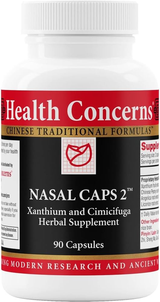 Zdravotní problémy Nasal Caps 2 - Sinus & Nasal Support Supplementary - Nose Congestion & Sinus Pressure Support - Tradiční čínská formule s Xanthium, & Cimicifuga - 90 Kapsle