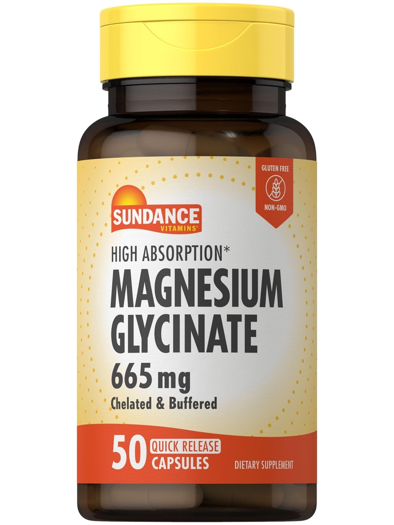 Sundance Magnesium Glycinát Kapsle 124; 665 mg Glycinát 124; 50 Rychlé uvolnění pilulky 124; Non- GMO a gluten zdarma dodatek