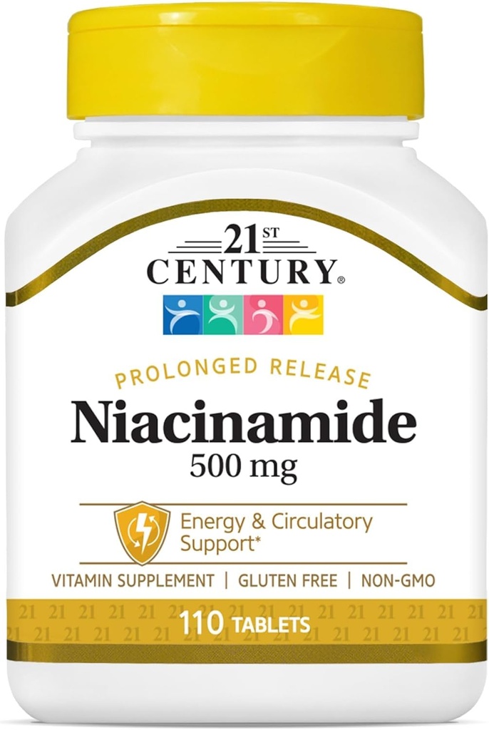 21. Století Niacinamid 500 mg tablety s prodlouženým uvolňováním - 110 ct, balení po 2 tabletách