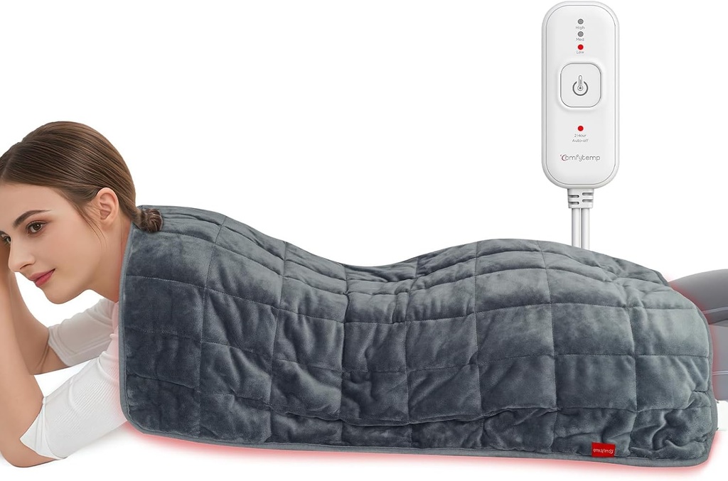 Comfytemp Vážené topení Pad 17 "× 33" pro záda & křeče, Extra velké elektrické teplo Pad, Narozeniny dárky pro mámu ženy muži táta, celé tělo vyhřívaný Pad, hlubší svalová & bolest pomoc