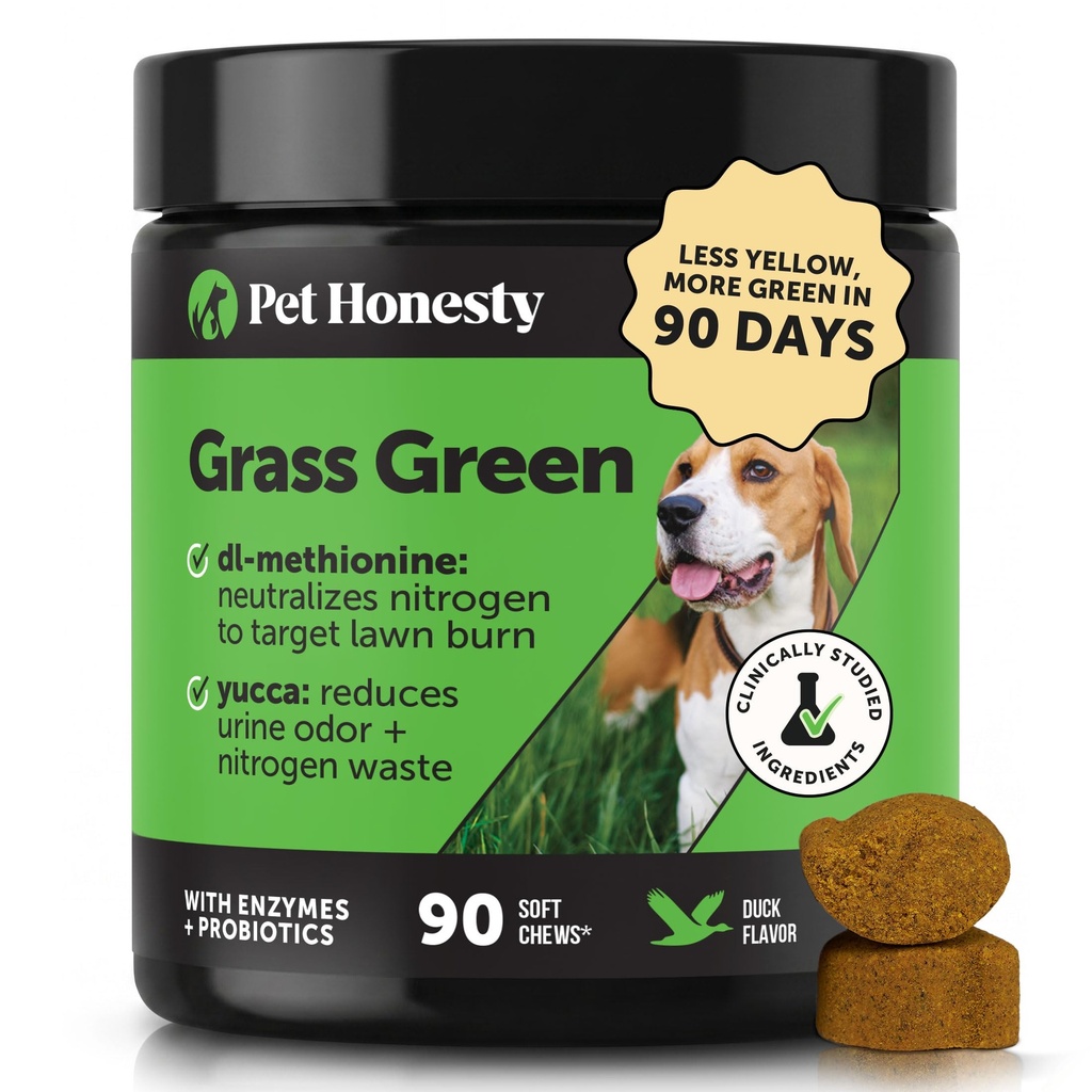 Tráva Green Dog Chews - Moč Neutralizér pro trávník, Pee Pee Tráva pomáhá Yard Stay Green Addressing Burn Spots s probiotika & Enzymy (Duck)