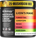 Kava Kava Root Cordyceps Lions Mane Reishi Houbové doplňky, Nootropní Houby Kapsle Kava Kava Extract, Houbové vitamíny pro ženy, Ashwagandha, Magnesium - 60 Caps (1 balení)