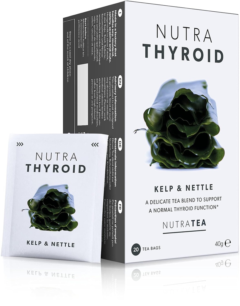 NUTRATHYROID - Podpora štítné žlázy čaj 124; Zdravotní čaj štítné žlázy - Podpora vašeho metabolismu a funkce štítné žlázy - 40 Obložené čajové sáčky - Nutra čaj - Bylinný čaj - (2 Pack)