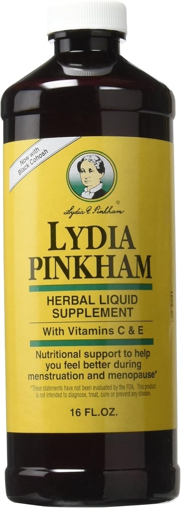 Lydia Pinkham Liquid Bylinný dodatek pro menstruaci a podporu menopauzy, 16 Ounce