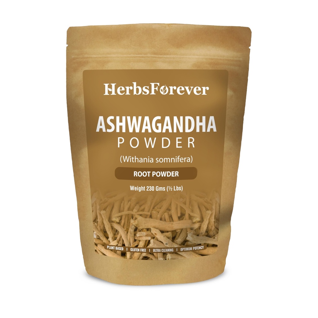 HerbsForever Ashwagandha Powder 230g I Winter Cherry, Non- GMO, Vegan, Gluten- Free I Ayurvedic Stress- Buster podporuje energetický booster, Vitality & Omlazení Celkem Wellness