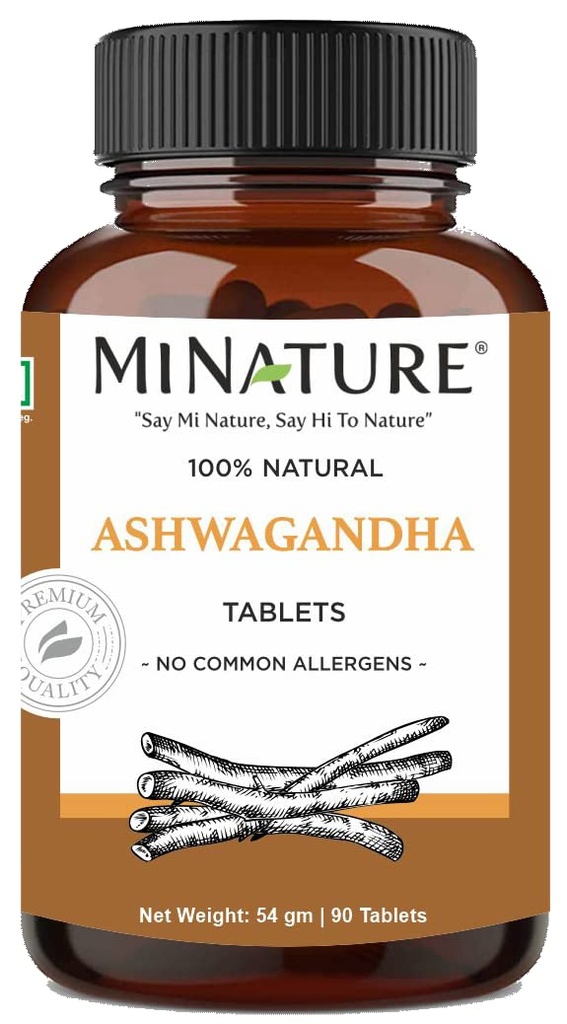 Ashwagandha Tablets- 90 Tablets, 1000 mg by mi nature current 124; 45 Days Supply current 124; 100% Natural Ashwagandha current 124; Vegan current 124; z Indie