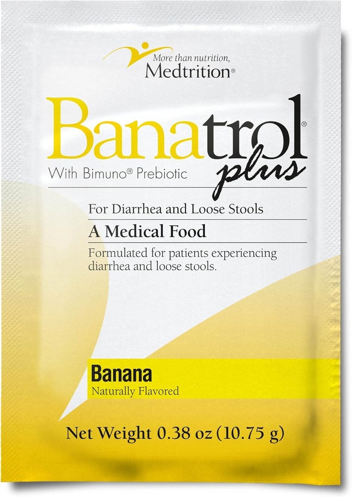 Medtrition Banatrol Natural Anti- Diarrheal s prebiotika, Relief pro IBS, Recurring Diarhea, Klinicky podporované lékařské jídlo, Non- Constipating, 21 Služeb (Banana)