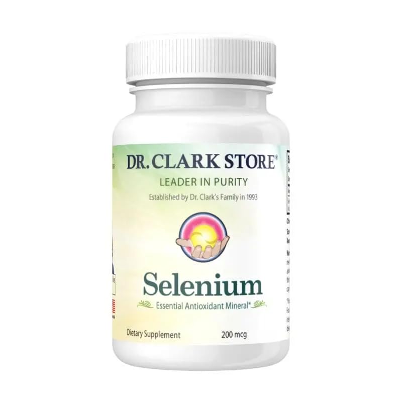 Doplněk k selenu Dr. Clark 200 Mg - Dietní kapsle s esenciální minerální látkou - Zlepšuje funkci štítné žlázy, imunitní podpora - 100 kapslí